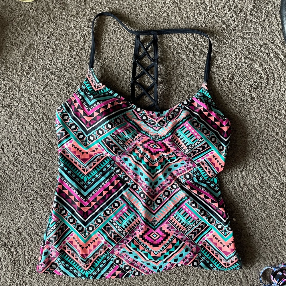 Large women’s bathing suit top braided back